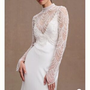 Anthropologie Catherine Deane Anya Beaded Long-Sleeve High-Neck Topper